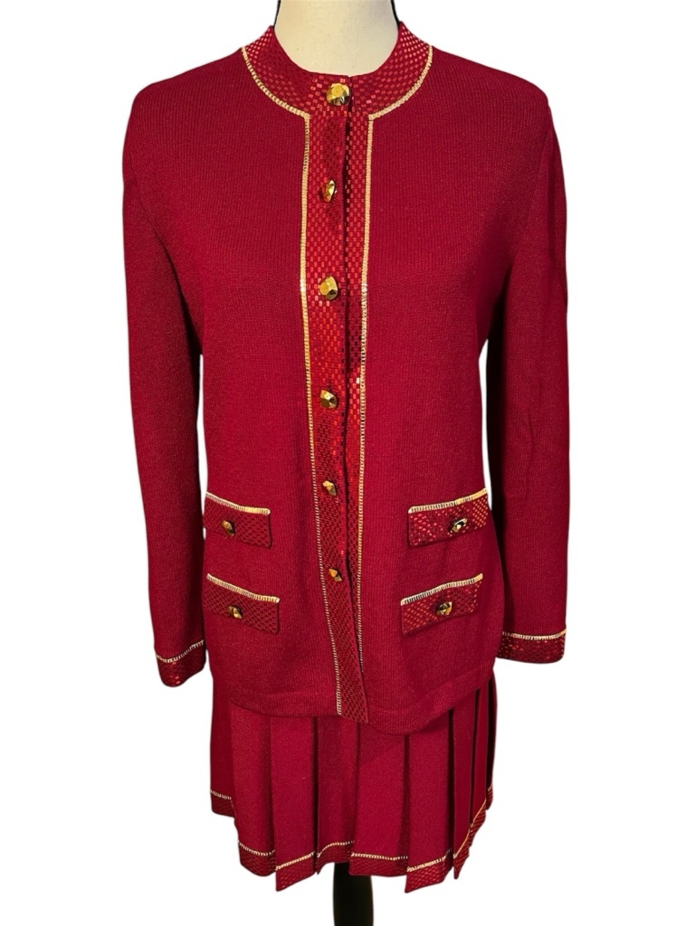St. John Evening Santana Knit Skirt Suit Sz-4